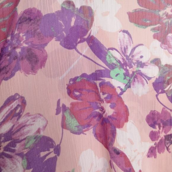 Candie's Floral Pink Flutter Butterfly Sleeve Blouse Top Cinched Waist Sz M - Picture 7 of 9